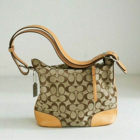 COACH MONOGRAM CANVAS AND LEATHER TRIM BAG VINTAGE - Picture 5 of 5